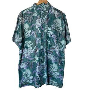 Reputation Shirt‎ Vintage 100% Silk Retro Pattern Boho Hippie Size M